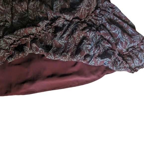 New Whimsigoth Mini Dress ruffled tiered brown/ blue Print flowy NWT sz S - Picture 10 of 13